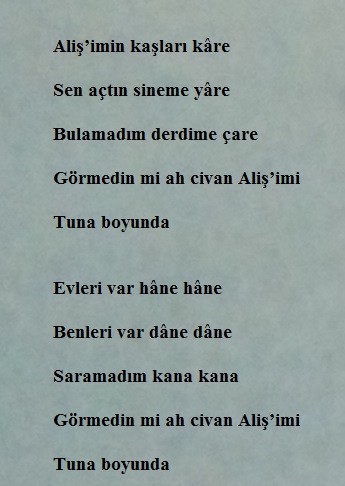 Aliş’imin kaşları kâre Rumeli türküsü