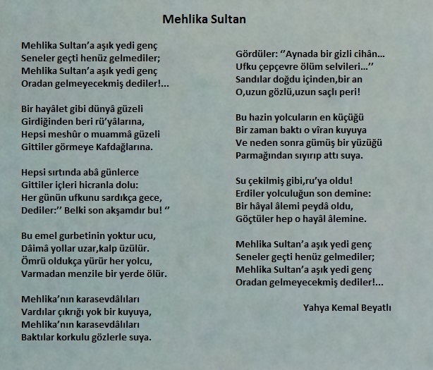 Mehlika Sultan Şiiri Yahya Kemal